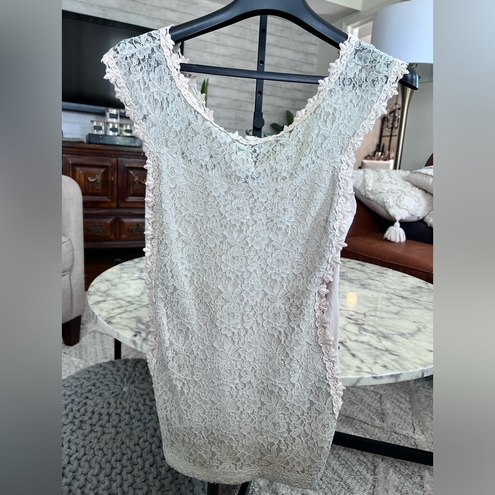 Express Lace Tank Top Cream Off White Womens Size Small